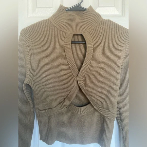 Zara Cut Out Sweater Olive green Large - Picture 5 of 8